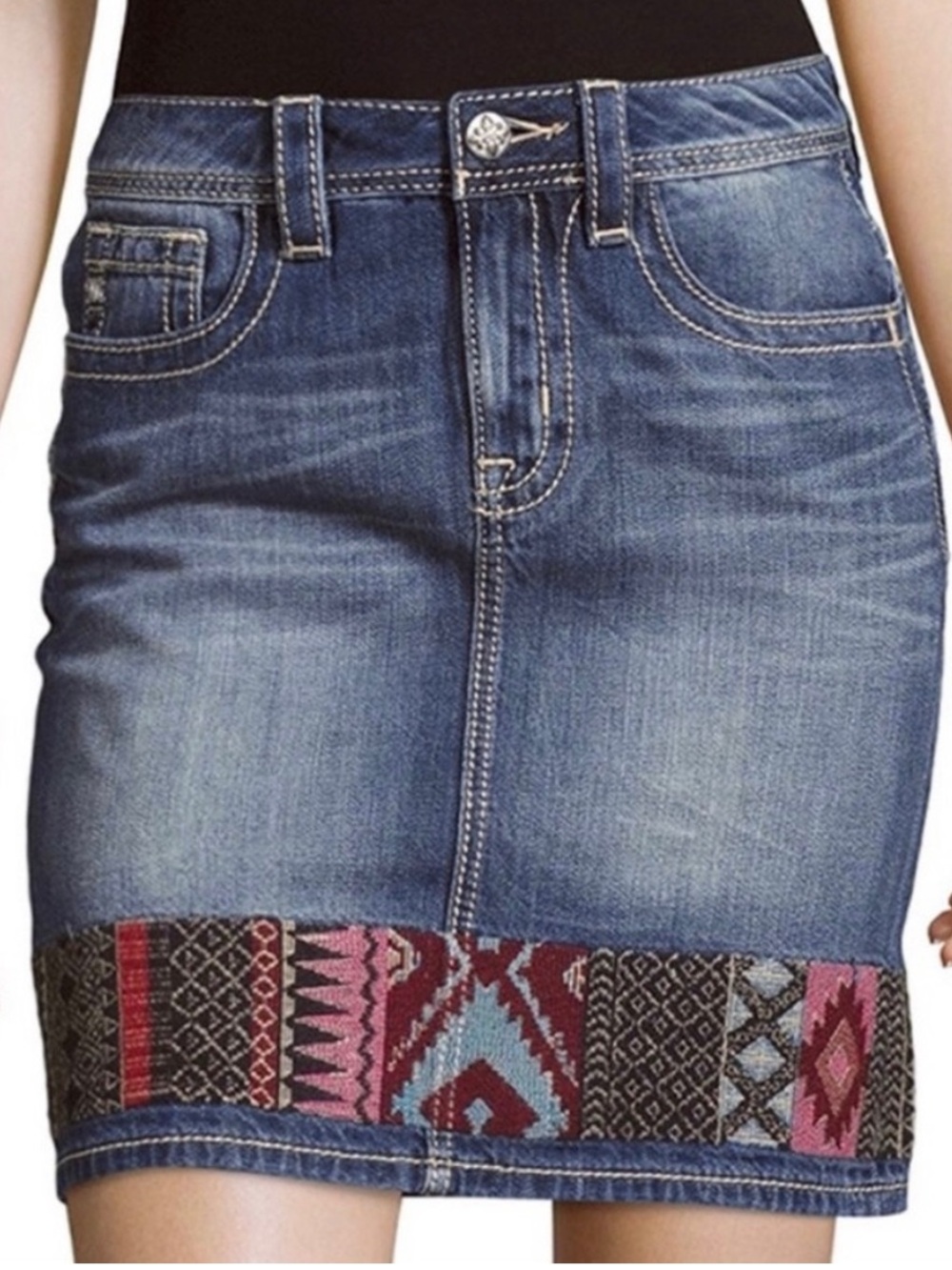 MISS ME embroidered western high rise denim skirt size 26 size 2 like new